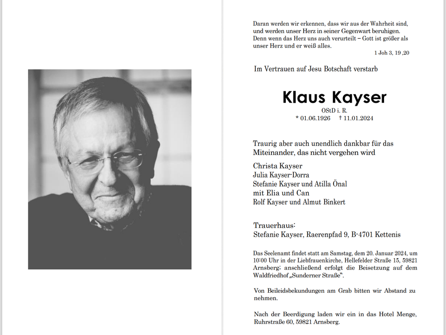 Titelbild: In dankbarer Erinnerung an Herrn Kayser